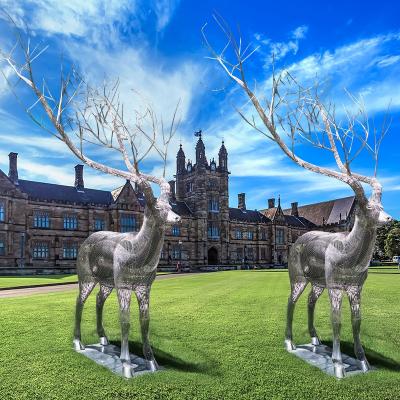 China Europe Large Art Custom Polished Modern Public Garden Deer Carving Stainless Steel for sale