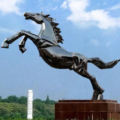 China Outdoor Sculpture Stainless Steel Art Polished Mirror Metal Horse Custom Modern Statues Europe Sculpture for sale