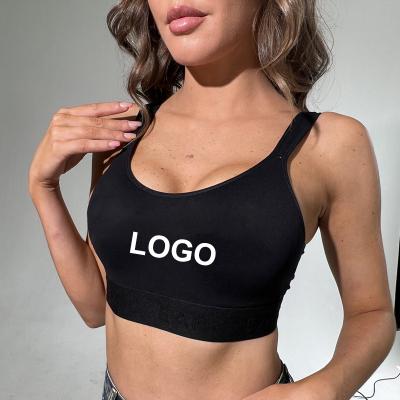 China Breathable Custom Design Bra Seamless Front Print Sports Padded Bra Women Sports Silk Screen Print Breathable Bra for sale