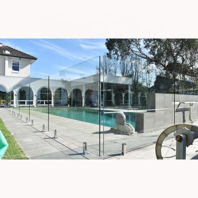 China Contemporary Tempered Glass Pool Barrier With Gate Frameless Glass Balustrade For Outdoor Swimming Pool for sale