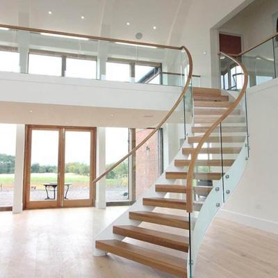 China Mesense Modern Round Glass Staircase / Modern Stainless Steel Curved Staircase for sale