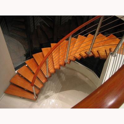 China Stringer American Red Oak Treads Modern Thick Steel Suspended Staircase with Stainless Steel Bar Railing for sale