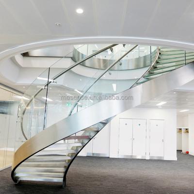 China Modern Modern Spiral Staircase Basement Stairs With Glass Railing for sale