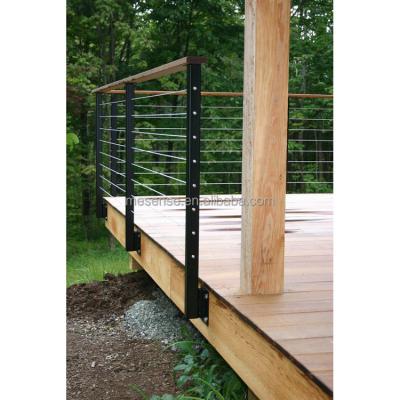 China Customized Eco-friendly Durable 2x2 Cable Rail Black Post With Top Railing Steel Cable Deck Railing System for sale