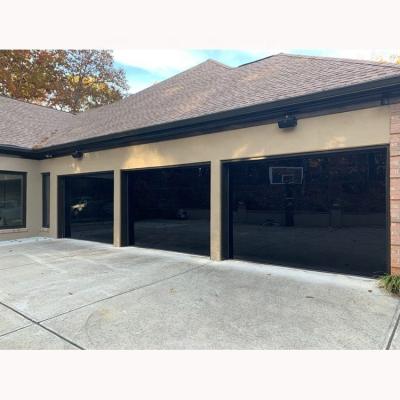 China Modern Residential Black Aluminum Glass Sectional Garage Door Full View Frame Garage Door for sale