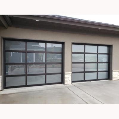 China garage modern glass door modern smoke double glass door tempered glass garage doors price 16*8' for sale