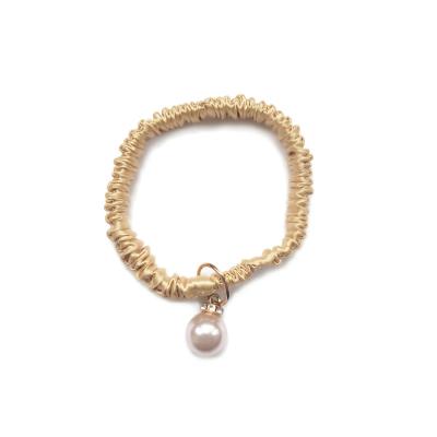 China Luxury Cheap Price Custom Women Korean Hair Rings Tie Hair Elastic Ring With Dangling Pearl for sale