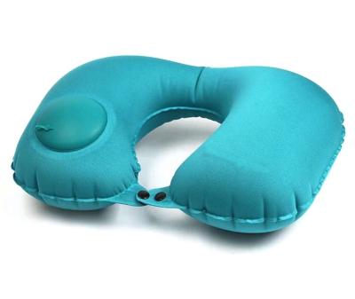 China Sustainable Automatic Inflatable Press Pump TPU Travel Neck Pillow for sale