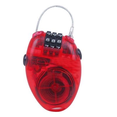 China Retractable Travel PC Stainless Steel Security 3-Dial Combination Cable Luggage Lock Combination Luggage Lock for sale