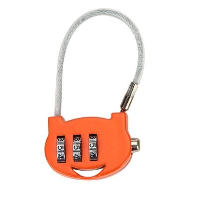 China High Quality Zinc Alloy Travel Combination Lock Suitcase Storage Box Notebook Wire Rope 3-Dial Lock Zinc Alloy Padlock for sale