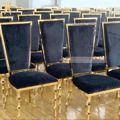 China Modern Wholesale Royal Stainless Steel Gold Hotel Wedding Banquet Chairs for sale