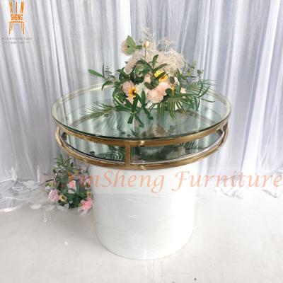 China Highly Rated Elegant Silver Stainless Metal Flower Stand Flexible Wedding Round Cake Table for sale