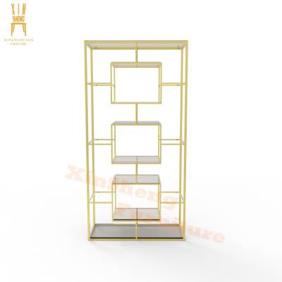 China Wedding Event Party Luxury Gold Wine Shelf Bar Rack For Wedding Party for sale