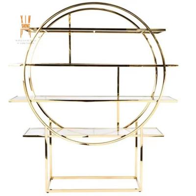 China Modern hot sale simple stainless steel gold wine shelf for wedding decoration for sale