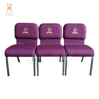 China Logo Customize Modern Stacking Interlocking Auditorium Used Iron Cheap Chair For Church for sale