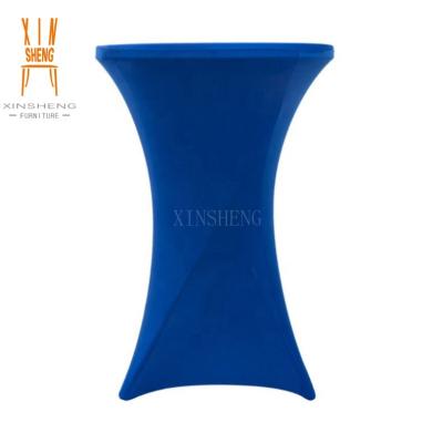 China Plain Wholesales Strong Stretch Fitted Cocktail Spandex Tablecloth High Table Cover Bar for sale