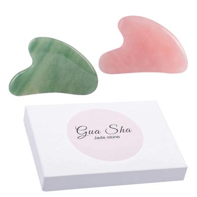 China Body Drop Shipping Natural Stone Rose Quartz Facial Massager Tool Face Scraper Gua Sha for sale