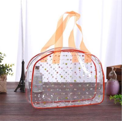 China Waterproof Clear PVC Zipper Toiletry Bag PVC Hanging Cosmetic Bag for sale