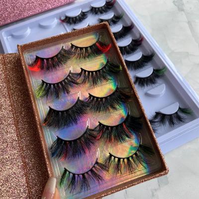 China Long 22mm Full Strip Lashes Vendor Wholesale 25mm Natural Fluffy 3d Colored Mink Lashes Two With Colors for sale