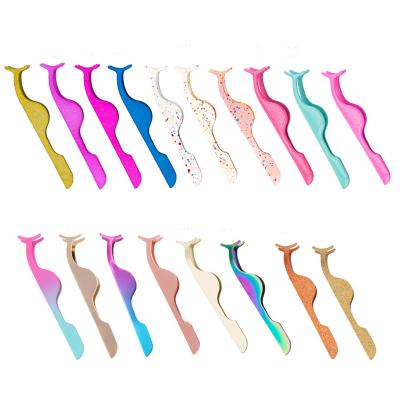 China Black eyelash tweezers private label small MOQ labor logo eyelash makeup stainless steel wick custom extension tweezers for sale