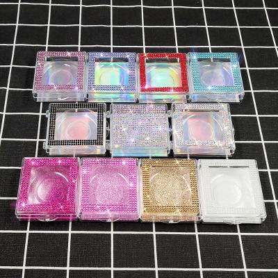 China Long Eyelash Box Natural Blue Clear Wick Boxes Holographic Wick Boxes for sale