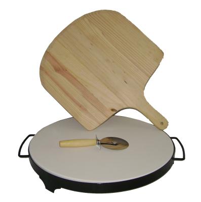 China Dustproof Pizza Stone With Steel Paddle And Rack Fireproof Pizza Stone Sets for sale