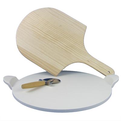 China Dustproof pizza stone set with steel cutter spatula and paddle original manufacturer with competitive price for sale