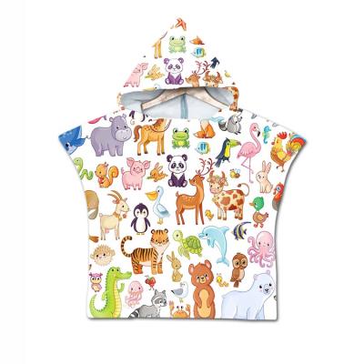 China 10 Pcs Moq Factory Organic QUICK DRY Baby Toddler Animal Kids Beach Bath Towel Quick Dry Hooded Wrap for sale