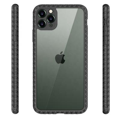 China 2022 LuxuryNew Shockproof Phone Case For 12 13 14 Pro Max Weave Transparent tpu And PC Phone Cover For iPhone 11 Pro Max for sale