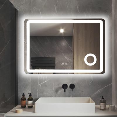 China Magnifying Wall Mirror Waterproof And Fogproof Smart Led Light Rectangle Bathroom Magnifying Mirror With Bluetooth for sale