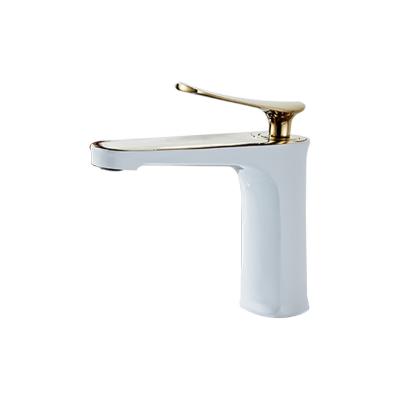 China Metered faucets copper single-hole washbasin hot and cold faucet, above counter basin, painted chrome plated faucet for sale