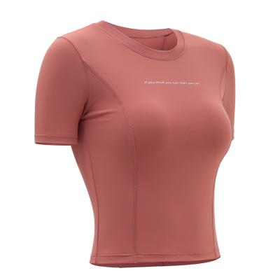 China Anti-Wrinkle New Wholesale Yoga Apparel Summer Tight-fitting Fitness Clothes Quick-drying Running Sports Tops T-shirts for sale