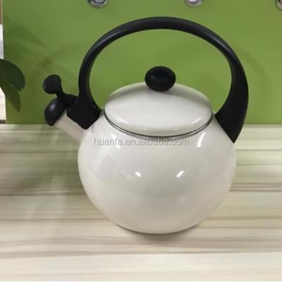 China Round Shape 2.2L Old Fashioned Sustainable Boiling Water Kettle Enamel Teapot / Enamel Whistling Kettle for sale