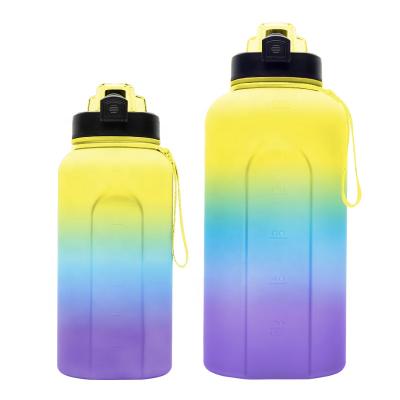 China Sustainable Portable BPA Free Fitness Plastic Water Bottle With Strap Handle For Self Propelled Tour 2.2L 3.78L for sale