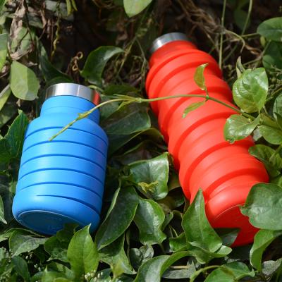 China Viable in 2020, the new type water bottles 600ml spiral collapsible silicone sports folding coffee cup for sale