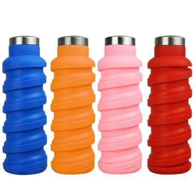 China 18oz Viable Collapsible Water Bottle, Reusable BPA Free Silicone Collapsible Water Bottles for Travel Gym Camping for sale