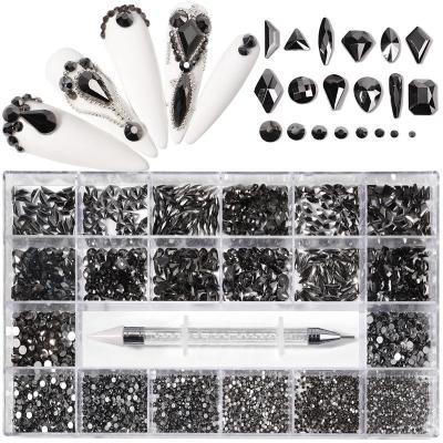 China Decorate Nail Colorful AB 21 Grid Set Nails Acrylic Rhinestone Press On Large Crystal Stones Nail Rhinestones for sale