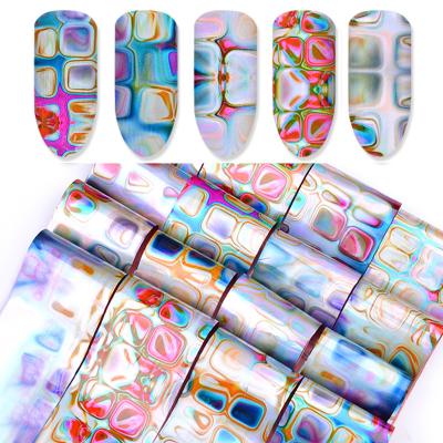 China Blooming Nail Art Decoration Transfer Foil Sticker Finger Nail Art 16 Pcs Gradient Maze Design 4*20cm Ocean Pattern Sticker Set Starry Sky Marble Paper for sale