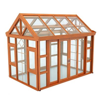 China Additions Cheap lvxury glass porch Soundinsulation Foshan factory aluminum sunroom fencing gardening double glass room for sale