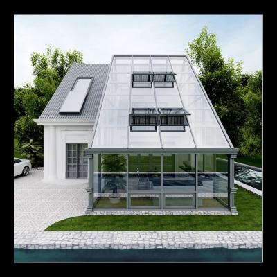 China Popular Soundinsulation Aluminum Frame Glass House Sunroom Double Design Garden Glass Bedroom for sale