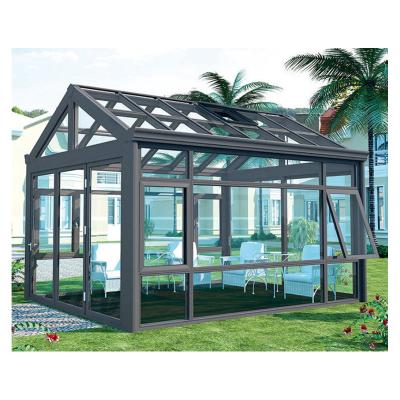 China lvxury outdoor sunroom glass conservatory Soundinsulation factory sunroom aluminum fencing prefab aluminum glass house for sale