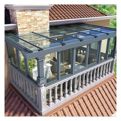 China Modern Commercial Aluminum House Soundinsulation Solarium Glass Sunroom Design for sale