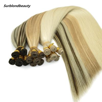 China Hot Sale Russian Intact Virgin Straight Human Hair Hiar Extension Handtied Remy Hair Extensions Cuticle Tied Hair Weft Extension for sale