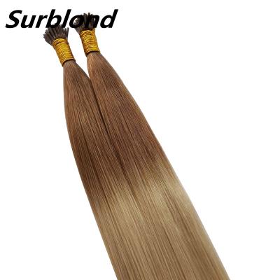 China Natural Wave Russian Virgin Remy Human Cuticle Aligned Silk Straight I Tip Hair Extensions Keratin Prebonded Bonds for sale