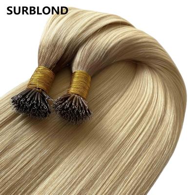 China High Quality Virgin Russian Nano Cuticle Aligned Nano Ring Silky Straight Double Wave Nano Bead Hair Extensions 100% Bond Hair for sale