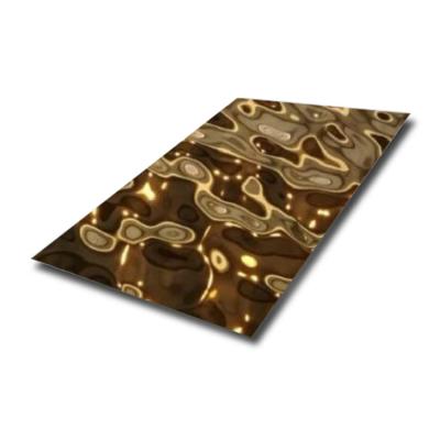 China Champagne Gold Color Water Ripple Stainless Steel Sheet 0.3mm 0.4mm Thickness for sale