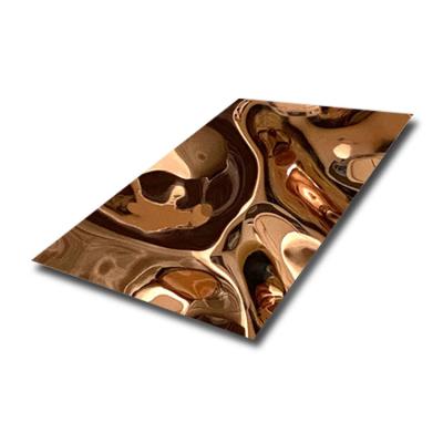 China Golden Large Water Ripple Stainless Steel Sheet Decorative Wall Panel Wear Resistance for sale