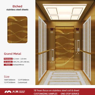 China Mirror Finish Etched Stainless Steel Sheet Decorative Chemical Etching Elevator Stainless Steel Plate for sale