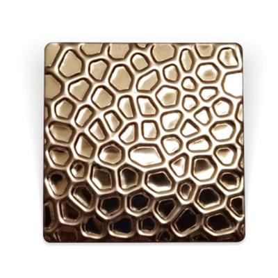 China AISI 304 316 PVD Rose gold color honeycomb Patterned plate stainless steel texture Sheet for sale