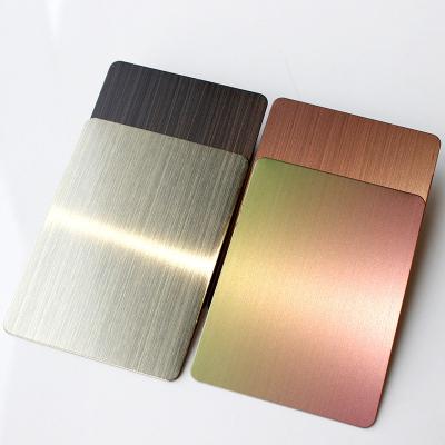 Chine SUS 304 couleurs de revêtement de pvd décoratif SS feuille pour poignées de porte finition en acier inoxydable brossé à vendre